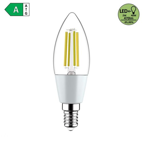 Rábalux 2W 4000K 470Lumen Gyertya izzó forma E14 filament LED fényforrás