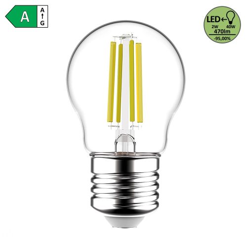 Rábalux 2W 2700K 470Lumen Kisgömb izzó forma E27 filament LED fényforrás